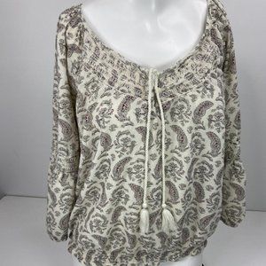American Eagle Women’s Ivory Paisley Print Top L